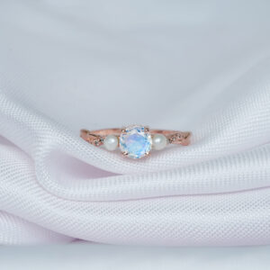 Round Moonstone Engagement Ring for Women
