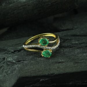 Premium Emerald Diamond Ring, 14k gold Dainty emerald Ring, Minimal Natural Diamond Ring, Wedding Diamond Ring, Gift Of Rings Women Jewelry