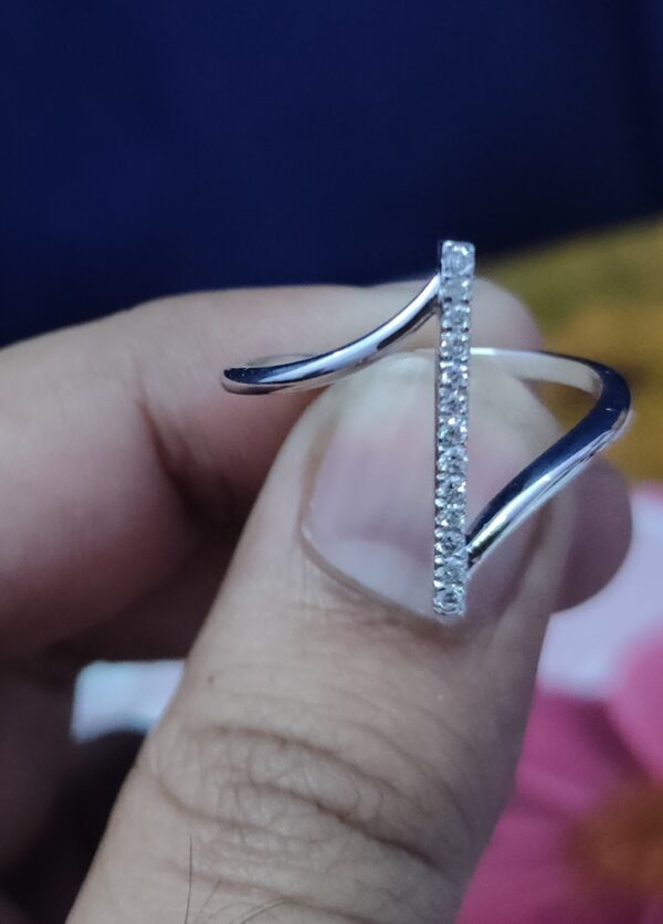 Vertical Bar Ring For Women Diamond Bypass Stackable Proposal Minimalist Pave Set Diamonds Dainty Delicate Wedding Anniversary Gift For Her