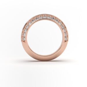 2 row diamonds wedding band, Unique wedding ring for women, 14k solid gold real Diamond half eternity band, Luxurious Round tiny Diamonds