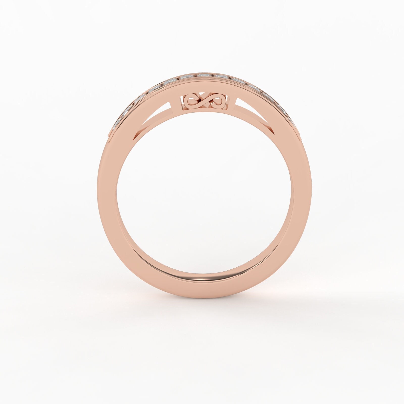 Half eternity moissanite wedding band, 14k gold princess cut moissanite ring band, Luxurious fine jewelry, Trending wedding band for women