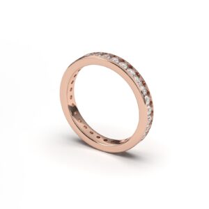 Luxury gold and moissanite band, 14k Solid Gold Natural 3mm Moissanite band, Full eternity wedding ring, Stacking gold and moissanite ring