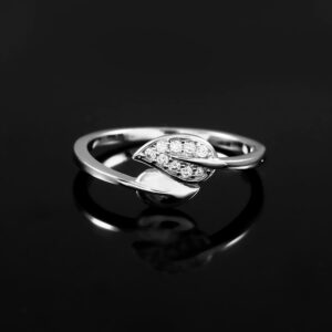 Leaf Bypass Ring For Women Dainty Delicate Pave Set Diamonds Thin Band Minimalist Jewelry Promise Ring Simple Wedding Anniversary Gift