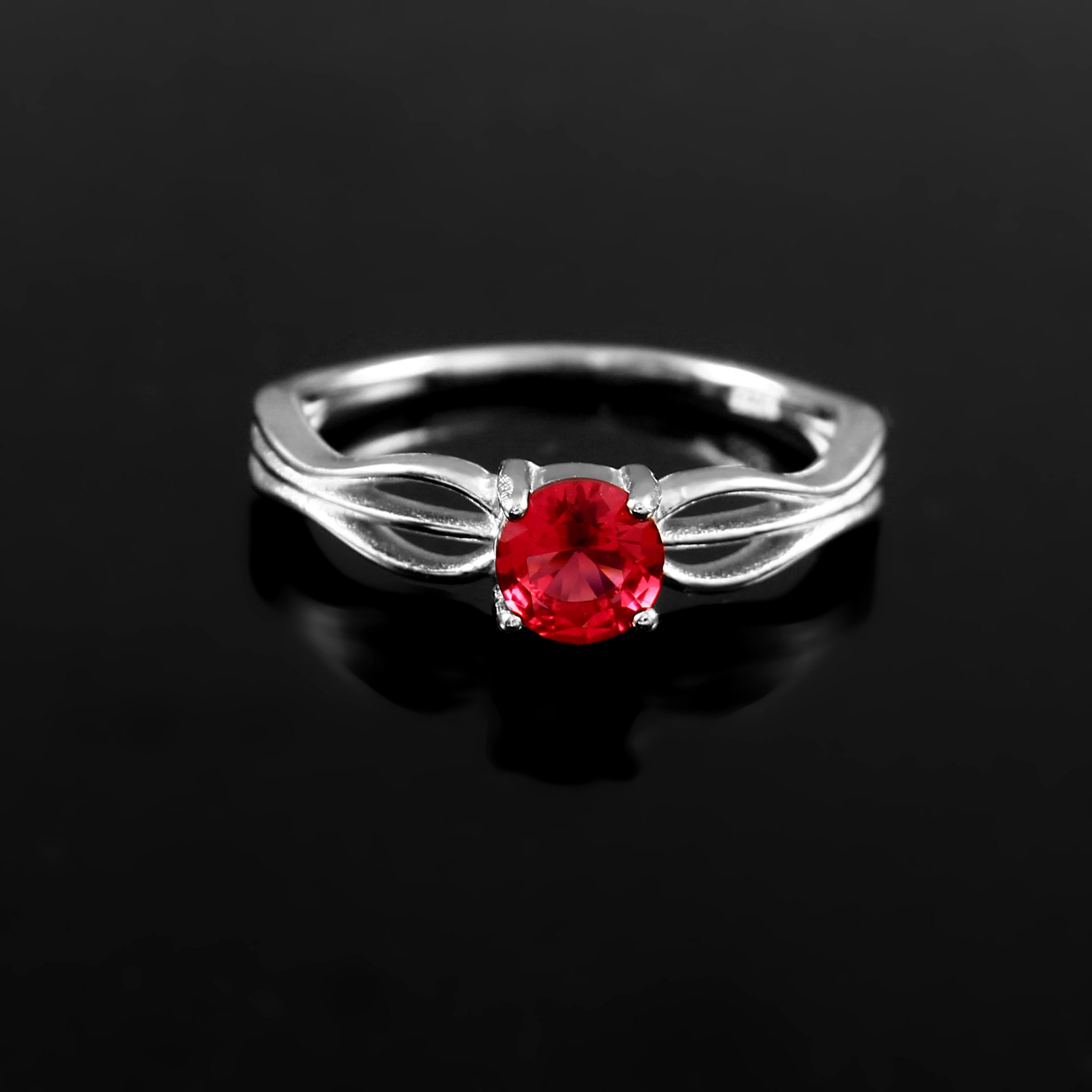Ruby Anniversary Ring For Women Minimalist Thin Band Classic Promise Wedding Engagement Simple Anniversary Love Theme Gift For Wife