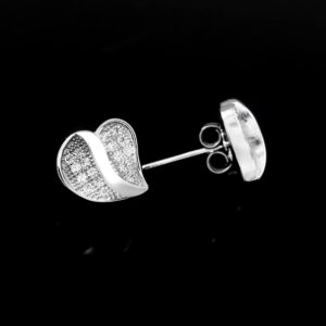 Diamond Heart Shaped Earring, 14k Solid Gold Pave set Natural Diamonds Studs, Minimalist Earrings, dainty studs, Diamond Earrings for Women