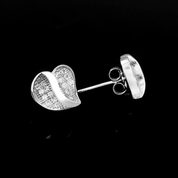 Diamond Heart Shaped Earring, 14k Solid Gold Pave set Natural Diamonds Studs, Minimalist Earrings, dainty studs, Diamond Earrings for Women