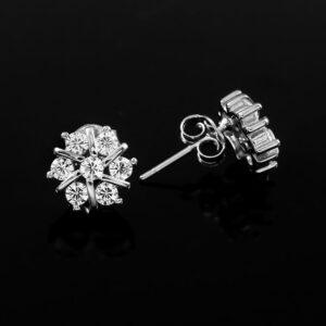 Diamond Flower Stud Earrings, 14k Solid Gold Pave set Natural Diamonds Studs, Minimalist Earrings, dainty studs, Diamond Earrings for Women