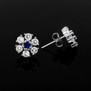 Blue Sapphire stud earrings, 14k Solid Gold Prong set Natural Diamonds Studs, Minimalist Earrings, dainty studs, Sapphire Earrings for Women
