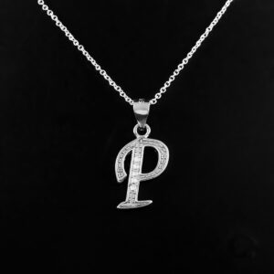 P Initial Diamond Necklace, 14k Solid Gold and Genuine Diamonds Pendant Necklace for Women, P Letter Gold Necklace, Dainty 18" inch Chain