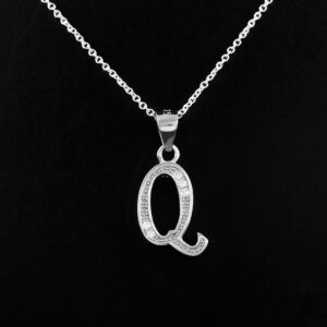 Q Initial Diamond Necklace, 14k Solid Gold and Genuine Diamonds Pendant Necklace for Women, Q Letter Gold Necklace, Dainty 18" inch Chain