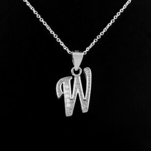 W Initial Diamond Necklace, 14k Solid Gold and Genuine Diamonds Pendant Necklace for Women, W Letter Gold Necklace, Dainty 18" inch Chain