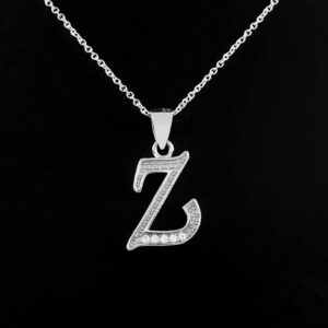 Z Initial Diamond Necklace, 14k Solid Gold and Genuine Diamonds Pendant Necklace for Women, Z Letter Gold Necklace, Dainty 18" inch Chain