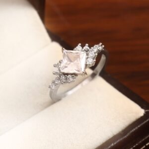 Princess Cut Moissanite Engagement Ring, 14k Solid Gold Certified Moissanite Natural Diamonds Band Ring, Solitaire Ring, Wedding Ring Gold