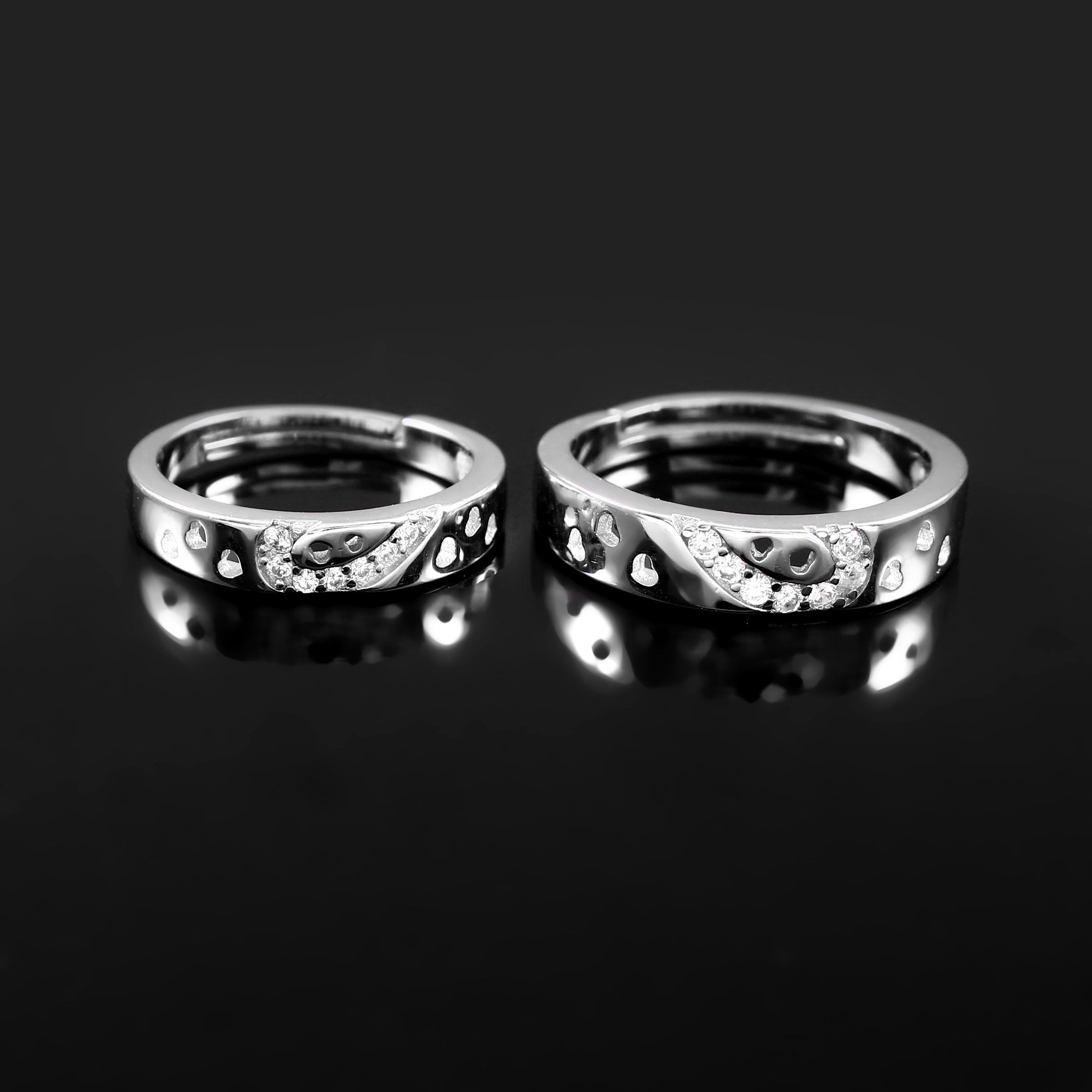 Matching Couple Bands His And Hers Ring Set Eternity Couple Diamonds Ring Sets Adjustable Wedding Engagement Jewelry Same Rings for Couple