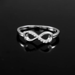 Infinity Ring For Women Symbol Dainty Delicate Pave Set Diamonds Thin Band Minimalist Jewelry Promise Ring Simple Wedding Anniversary Gift