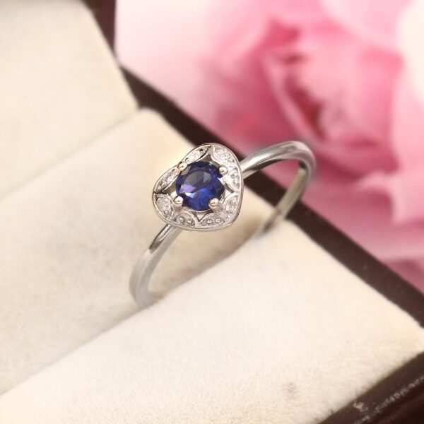 Blue Sapphire Ring, 14k Solid Gold Minimalist Dainty delicate Simulated Sapphire diamond ring for women, Anniversary Gift, Modern Classic
