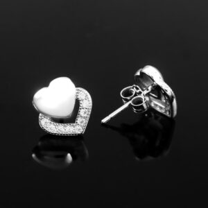 Heart Shape Stud Earrings, 14k Solid Gold Pave set Natural Diamonds Studs, Minimalist Earrings, dainty studs, Diamond Earrings for Women