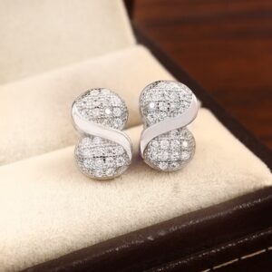 Infinity Stud Earrings, 14k Solid Gold Pave set Natural Diamonds Studs, Minimalist Earrings, dainty studs, Diamond Earrings for Women