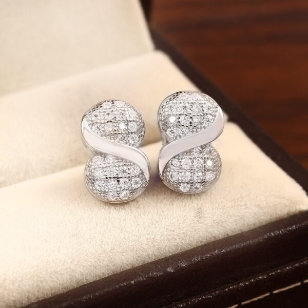 Infinity Stud Earrings, 14k Solid Gold Pave set Natural Diamonds Studs, Minimalist Earrings, dainty studs, Diamond Earrings for Women