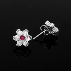Ruby stud earrings, 14k Solid Gold Prong set Natural Diamonds Studs, Minimalist Earrings, dainty studs, Ruby Earrings for Women, Sunflower