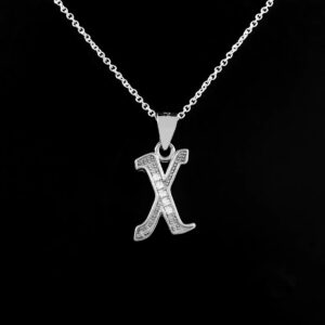 X Initial Diamond Necklace, 14k Solid Gold and Genuine Diamonds Pendant Necklace for Women, X Letter Gold Necklace, Dainty 18" inch Chain