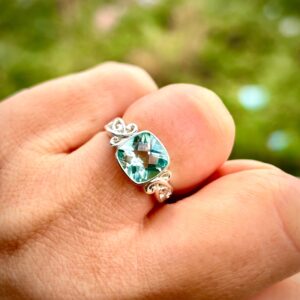 Aquamarine Engagement Ring For Women, 14k Solid Gold Cushion Cut Aquamarine Halo Wedding Ring, Bridal Ring, Genuine Bezel Set Proposal Ring