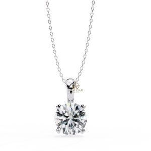 Round Moissanite Pendant Necklace Solitaire Moissanite Prong Set Jewelry Anniversary Gift Birthday Gift for Her Round 18" Link Chain Minimal