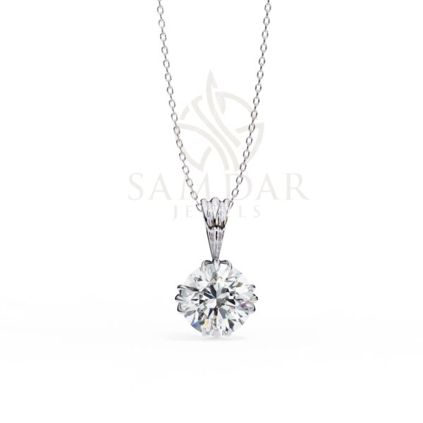 Round Moissanite Pendant Necklace Solitaire Moissanite Multi Prongs Set Jewelry Unique Anniversary Gift Birthday Gift for Her 18" Link Chain