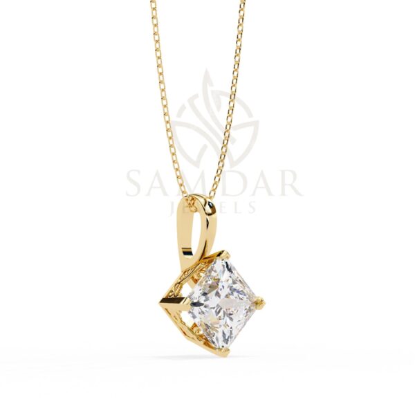 Princess Cut Moissanite Pendant Necklace Solitaire Moissanite Block Prong Set Jewelry  Anniversary Gift Birthday Gift for Her 18" Link Chain