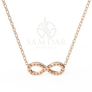 Moissanite Infinity Pendant Necklace with 18" Link Chain Minimalist Wedding Anniversary Gift For Her Eternity Infinity Symbol Pendant Women