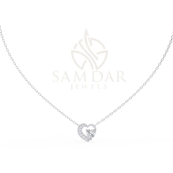 Moissanite Heart Pendant Necklace with 18" Link Chain Heart Moissanite Minimalist Wedding Anniversary Gift For Her Love Symbol Pendant Women