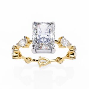 Lab Grown Diamond Engagement Ring, 14k Gold Radiant Cut Wedding Promise Ring, Pave Set Ring, Split Shank Anniversary Gift her, IGI Certified