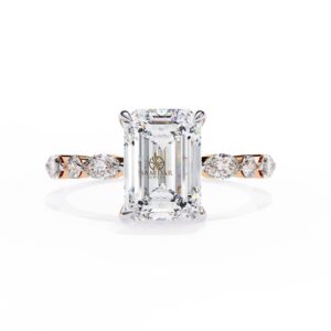 3 CT Vintage Emerald Cut Moissanite Engagement Ring Marquise Band Solitaire Ring Bridal Distance Pave Wedding Minimalist Ring Statement Ring
