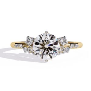 6 Prong Moissanite Engagement Ring Solitaire Ring Bridal Cluster Set Pave Wedding Minimalist Ring Statement Ring Gold Promise Ring for Women