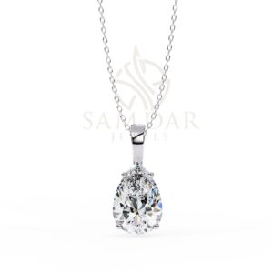 Pear Cut Moissanite Pendant Necklace Solitaire Moissanite Prong Set Jewelry Anniversary Gift Birthday Gift for Her Round 18" Link Chain