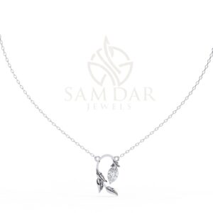 Leaf Shape Pendant Necklace with 18" Link Chain Marquise Moissanite Minimalist Wedding Anniversary Gift For Her Love Symbol Pendant Women