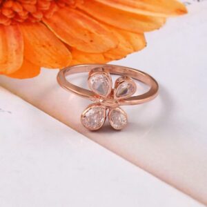 Butterfly Ring For Women 14k Solid Gold Pear Cut VVS Moissanite Anniversary Fancy Ring Dainty Minimalist Butterfly Shape Wedding Jewelry