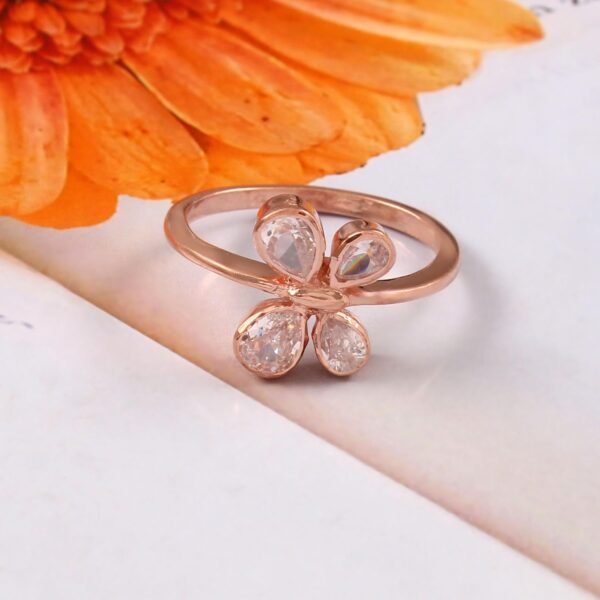 Butterfly Ring For Women 14k Solid Gold Pear Cut VVS Moissanite Anniversary Fancy Ring Dainty Minimalist Butterfly Shape Wedding Jewelry